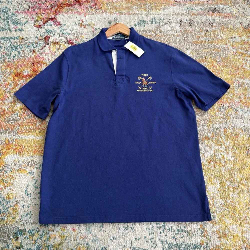 Polo Ralph Lauren RLPC Crest Embroidery Short Sleeve Rugby Shirt Mens Medium